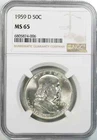 1959 D FRANKLIN HALF DOLLAR 50C NGC CERTIFIED MS 65 MINT STATE UNC (006)