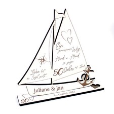 Goldene Hochzeit Geschenk Hochzeitstag 50 Jahre Schiff Personalisierung Holzdeko