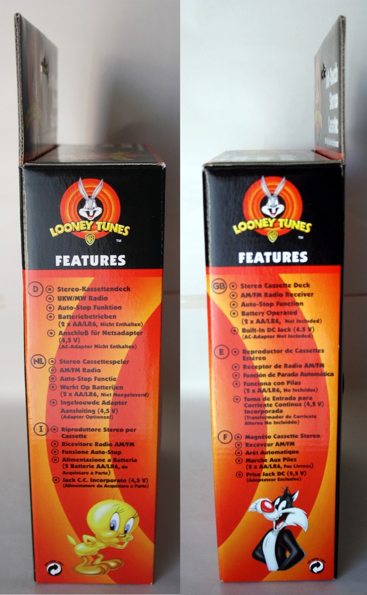 VINTAGE 1998 LOONEY TUNES TWEETY SOFT TOUCH STEREO CASSETTE PLAYER