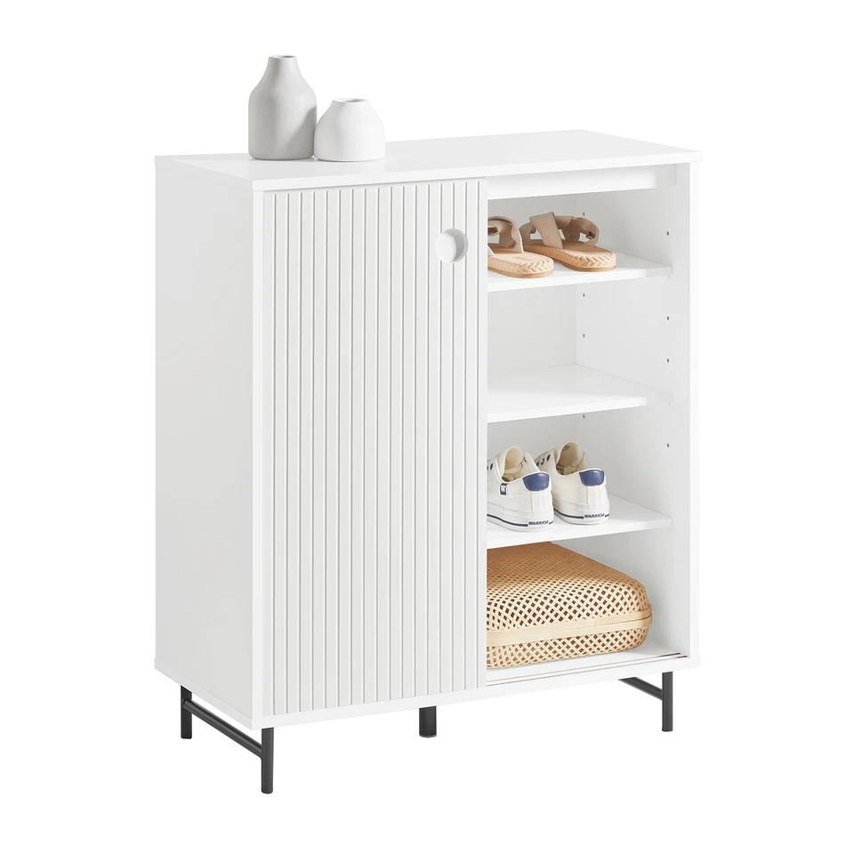 SoBuy Schuhschrank Küchenschrank Sideboard mit Schiebetüren Kommode FSB62-W - Bild 1 von 4