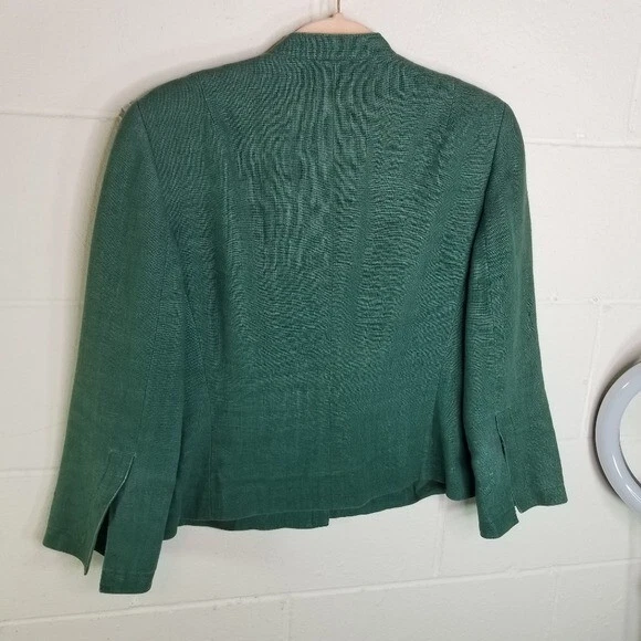Akris Punto teal green linen cropped jacket women 6 - Image 4 of 4
