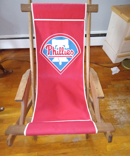 VINTAGE RARE PHILADELPHIA PHILLIES Wood Chair Rocking Beach Fold Up ...