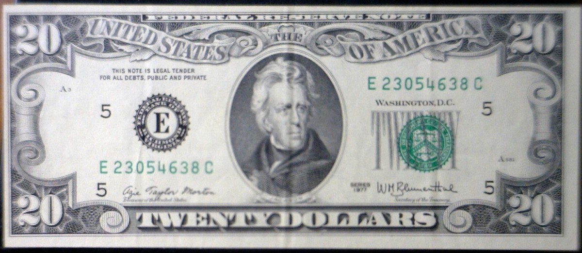 1977 ERROR Off Set Front to Back $20 CH XF Federal Reserve