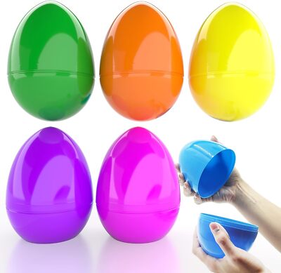 Jumbo Fillable Easter Eggs Colorful Bright Plastic Eggs, Stands 6