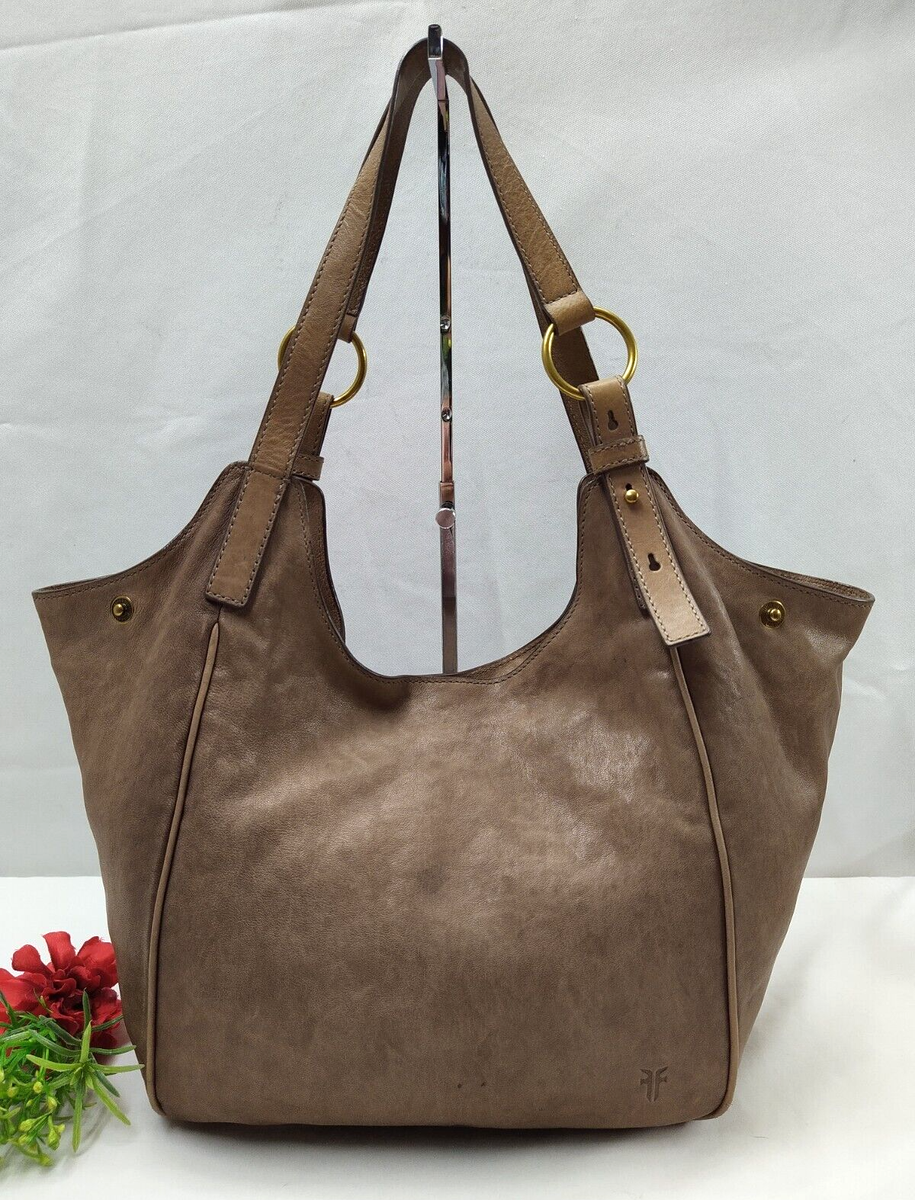 Frye Brown Leather Expandable Sides Double Handles Large Shoulder
