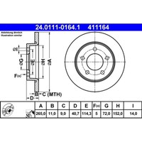 Bremsscheibe ATE 24.0111-0164.1 (2 Stk.)