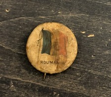 1896 Roumania Country Flag Pin Back Button Vintage Sweet Caporal Cigarette