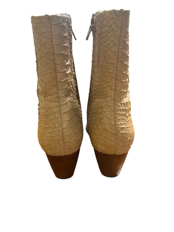 Matisse Caty Mujer Marfil Serpiente Cuero Repujado Tobillo Cremallera Punta 7.5 Foto 4 de 4