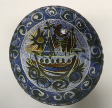 VINTAGE CELTIC POTTERY MOUSEHOLE CORNWALL CLIPPER SHIP DECORATED CERAMIC BOWL