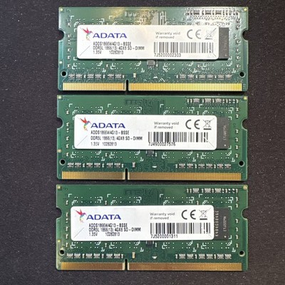 ADATA 4GB (3-Sticks) PC3-14900 DDR3L 1866 SODIMM Memory ADDS1866W4G13-BSSE