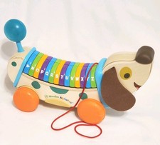 LeapFrog Wooden AlphaPup Pull Toy Alphabet Learning Dog Rolling Wheels Works