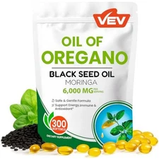 VEV 6000mg Oil of Oregano with Black Seed Oil & Moringa, Aceite de Oregano