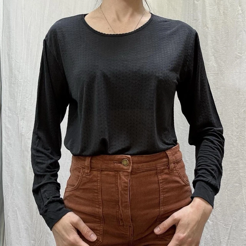 Camiseta Negra Seda Manga Larga Vintage Años 90 Cabela’s Talla Mediana Mujer’s Foto 4 de 4