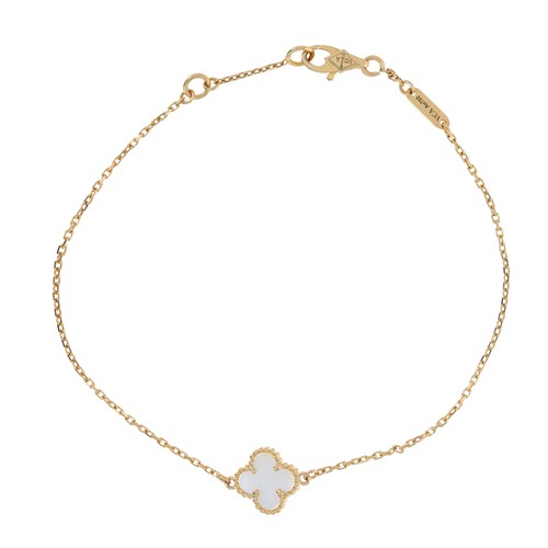 Van Cleef & Arpels Sweet Alhambra 18k Yellow Gold Mother Of Pearl Bracelet