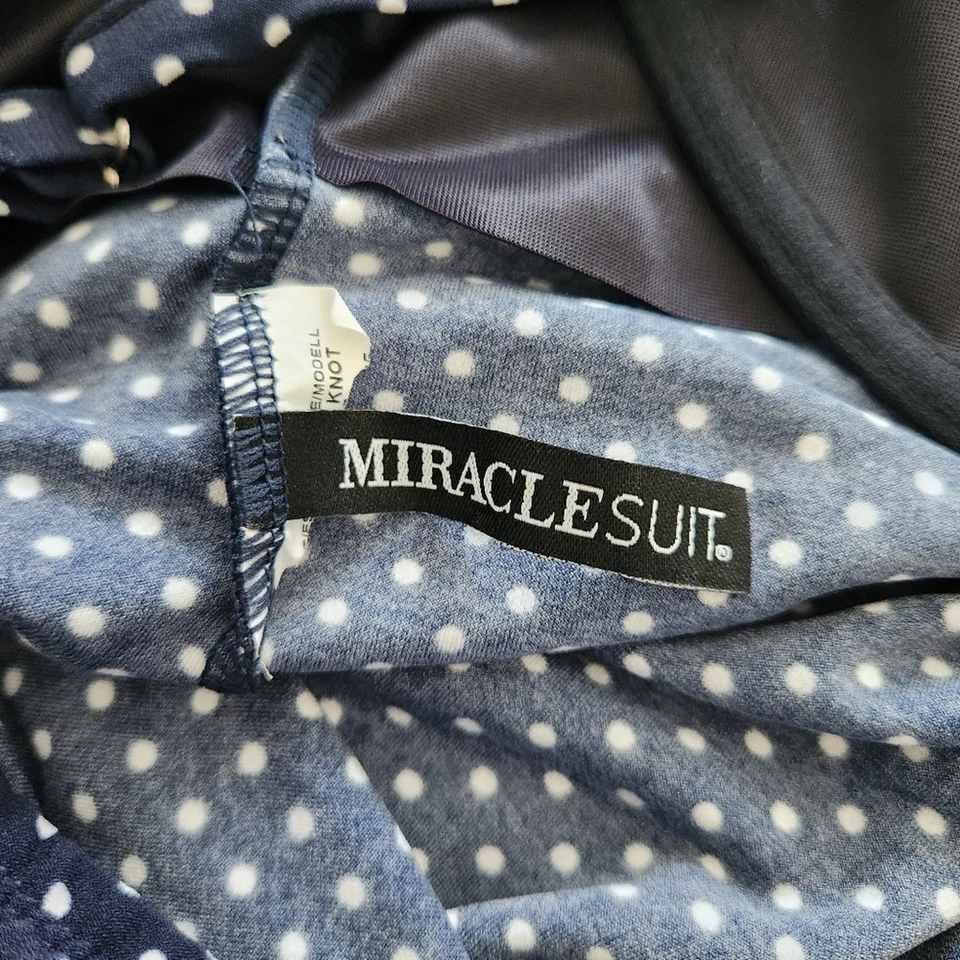 MiracleSuit Natación Tankini Top Azul Lunares Playa Vacaciones Resort Ropa Adelgazante Foto 3 de 4