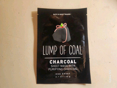 BATH & BODY WORKS LUMP OF COAL CHARCOAL SHEET MASK PURIFYING CHARCOAL ONE SHEET 