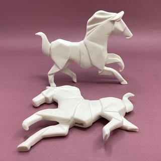 Amalfi Geometric Horse Sculptures White Origami Style Set of 2 MO#8765