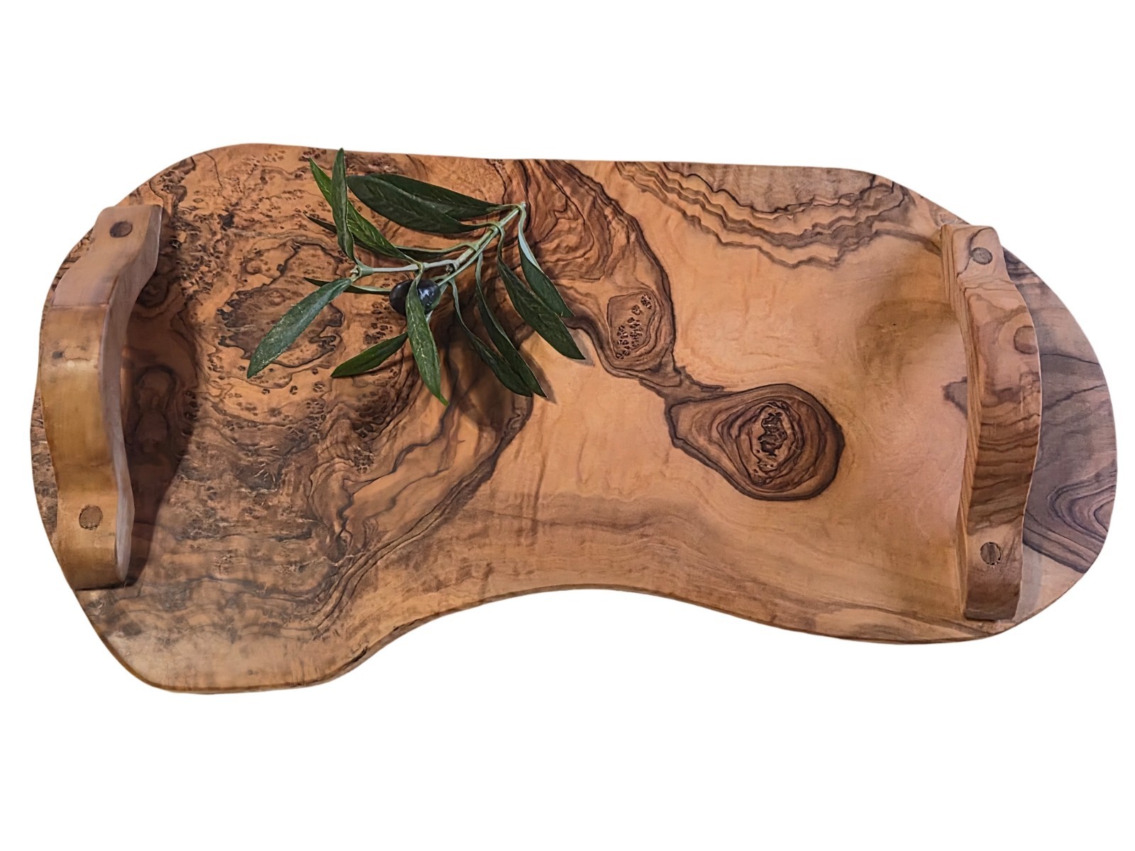 Plateau à fromage bois d'olivier noble et couteau artisanal - Collection Premium Réf 108R