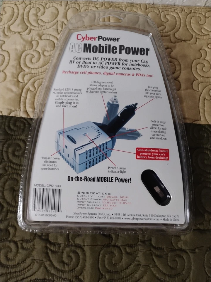 CyberPower CPS140BI DC to 3-prong AC Mobile Power Inverter Converter - Image 2 of 4