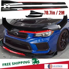 Front Bumper Lip Splitter Spoiler Glossy Black +Red For Subaru WRX STI