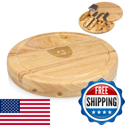 Picnic Time Las Vegas Raiders Circo Cheese Board Tool Set Natural Wood