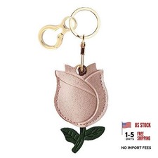 Leather Keychain Holder Case Compatible with AirTag,Cute air tag Cover Flower-B