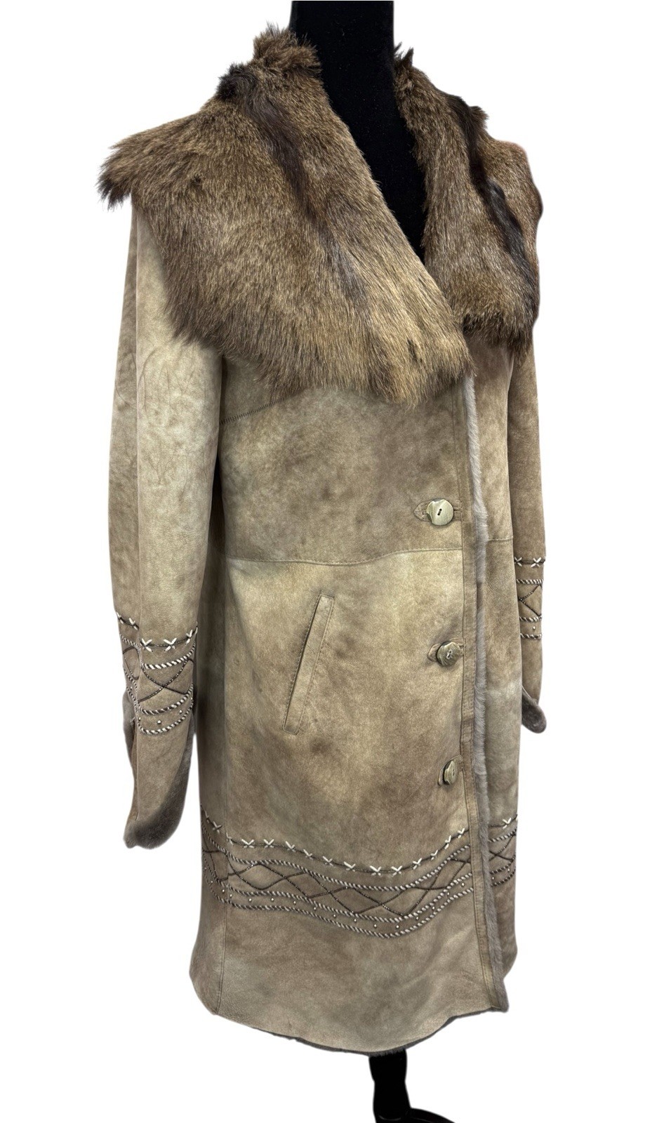 Faracci Shearling Coat Brown Suede Sheepskin Fur … - image 5