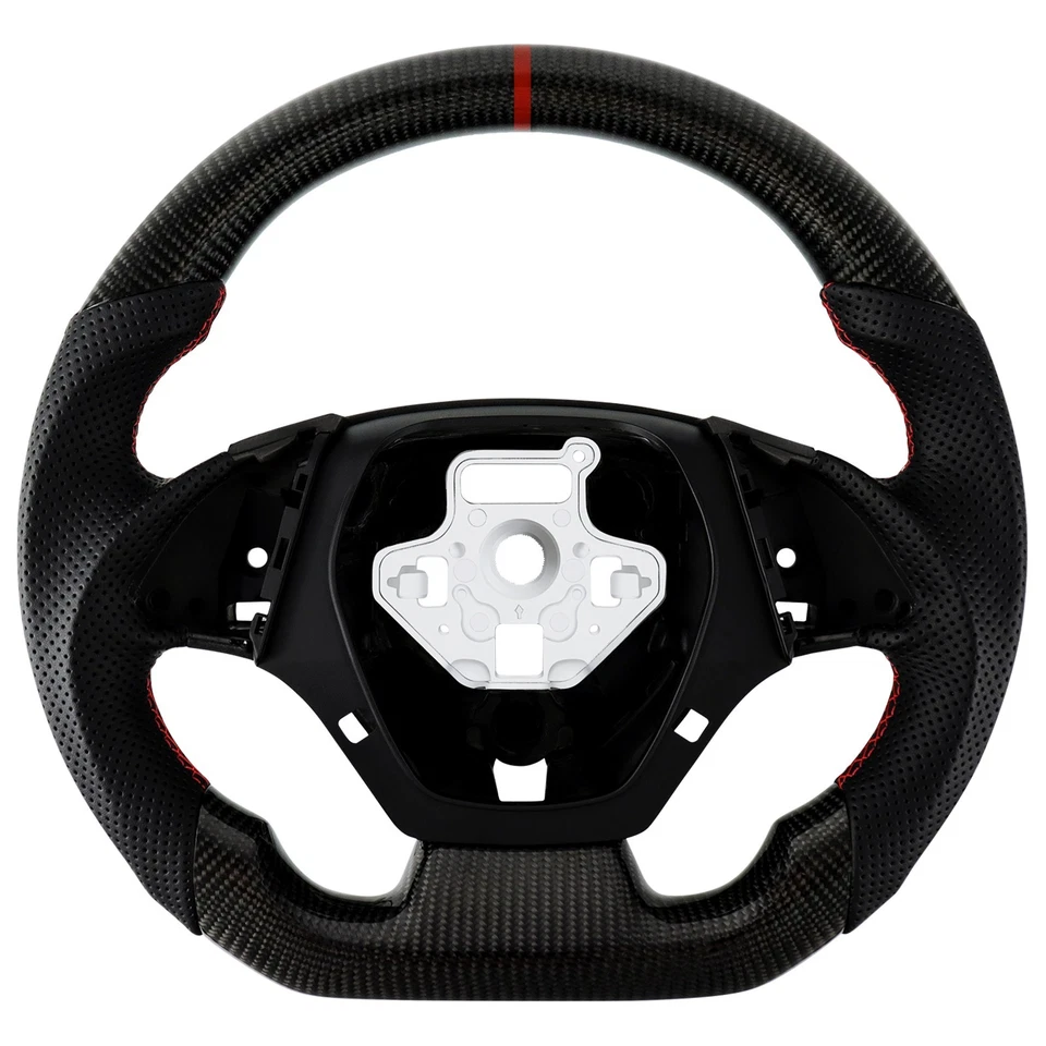 Volante deportivo negro de fibra de carbono real para Chevrolet Camaro 2016-2020 Foto 2 de 4