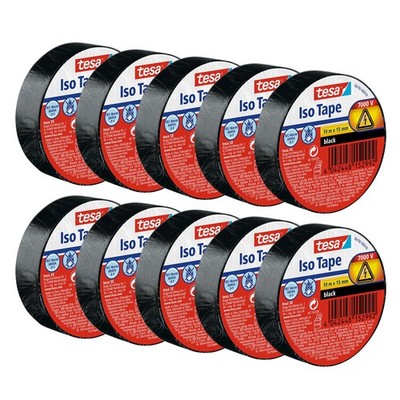 10x tesa Isolierband Isoband Elektriker Klebeband Iso Tape 10m x 15mm schwarz