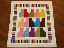 Scrappy Cats Baby Quilt Top or Lap Blanket