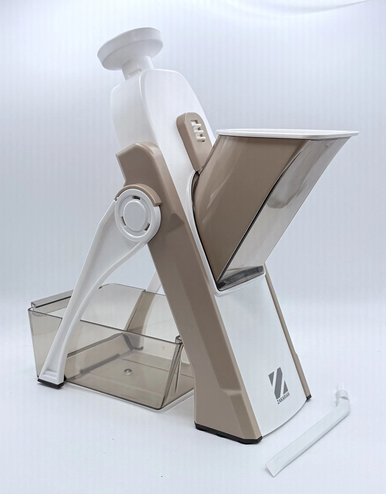 Zakarian by Dash Safe Slice Mandoline with Thickness Adjuster - Taupe