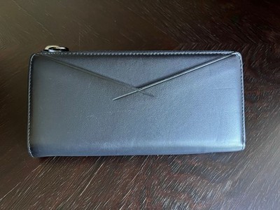 ERMENEGILDO ZEGNA CUTURE XXX BLUE CALFSKIN ZIP CONTINENTAL WALLET