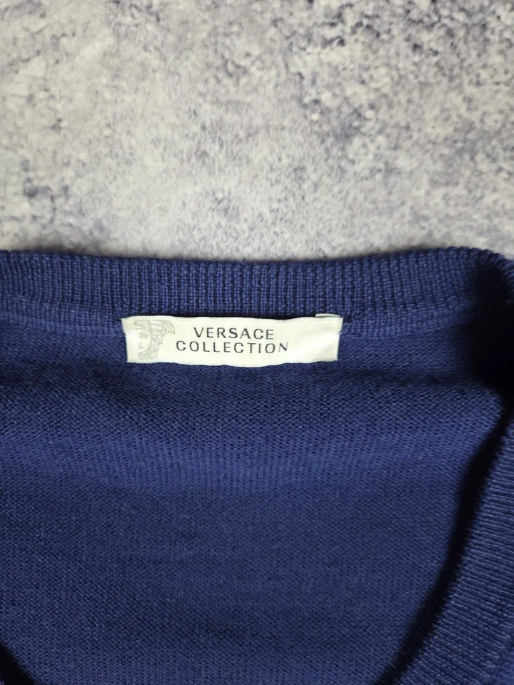 Suéter De Colección Versace Gianni Lana Lujo Y2K Italia Púrpura Manga Larga Talla XL Foto 4 de 4