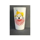 Vintage1950's Hazel Atlas Clown Face Milk Glass Drink Tumbler