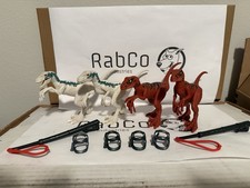 Mattel Jurassic World Lot of 4 Dinosaur Toys Action Figures 2 Motorbikes 