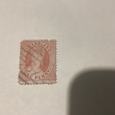 Queensland 1860-81  1d Red Chalon used, barrel  cancel 87 Seven seas 4