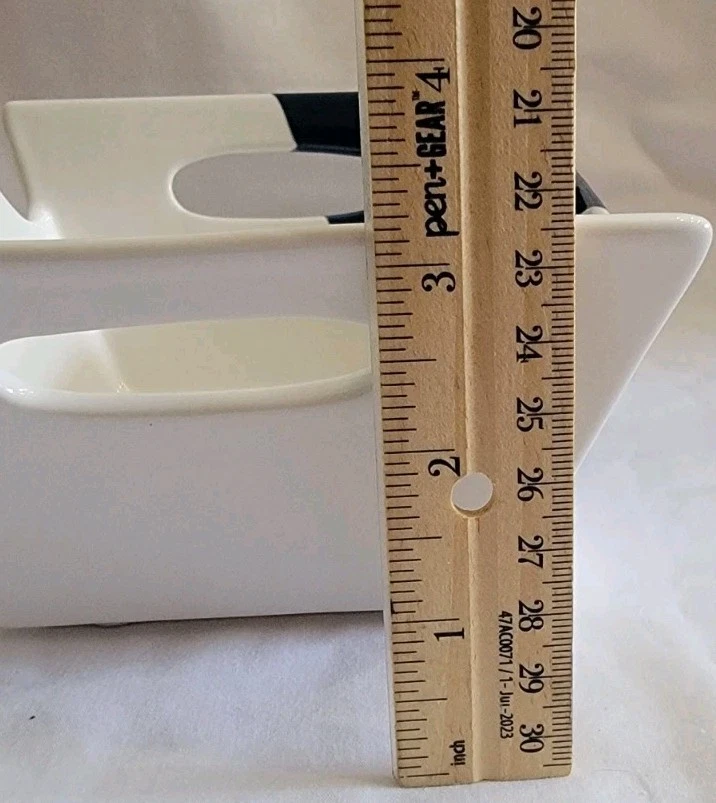 (2) 10 Strawberry Street Black And White Square With Handles Serving Decorative - Image 3 of 4