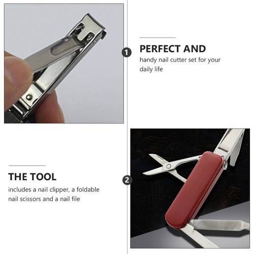 Tagliaunghie Multifunzione Acciaio Inox Portatile Strumenti Manicure Rosso - Foto 6 di 12