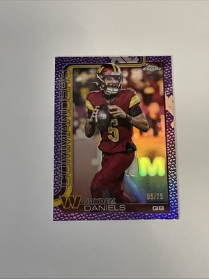 2025 Topps Chrome Jayden Daniels Leather Football Border Purple 5/75
