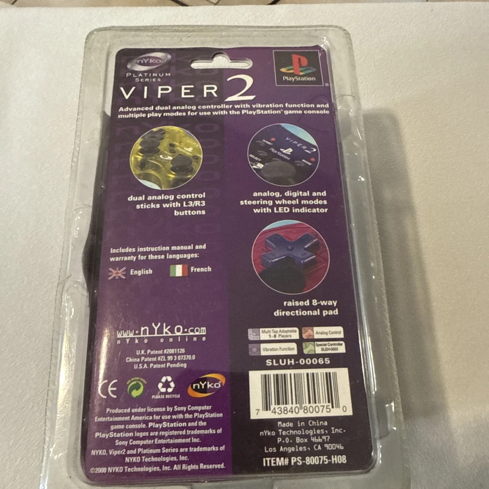 Nyko Viper 2 Clear Purple Controller-Inserts/Retro (PlayStation 2, PS2) NEW - Image 4 of 4