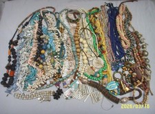 COSTUME JEWELRY 7 LB. LOT MOSTLY NECKLACES FOR USE OR CRAFTS MIXED MATERIALS