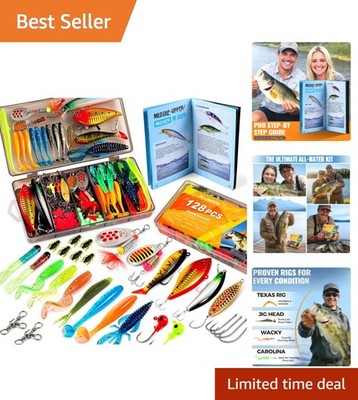 128-Piece All-in-One Fishing Tackle Box Kit for Beginners & Pros - Perfect Gift!