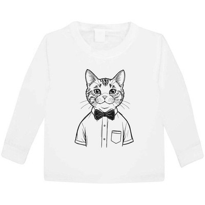 Kinder / Kinder Langarm-T-Shirts Baumwolle ''Katze mit Fliege'' (KL047795)