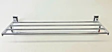  Vintage Lewisburg Hotel Chrome Towel Shelf Rack 3 Bar Wall-Mounted  8" x 24"