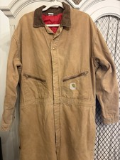 Vintage 1988 Carhartt Insulated Coveralls 52R Red Quilt Lined USA Made Talon