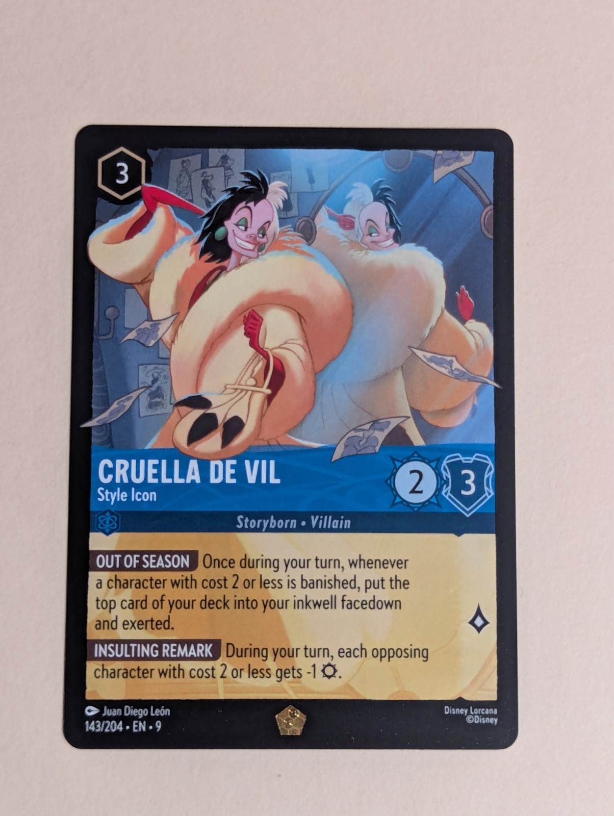Cruella De Vil Style Icon - Disney Lorcana/Fabled - 143/204 Legendary NM