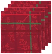 Now Designs Christmas Napkins, Winterberry Jacquard - Set of 4 (NNP2364D)