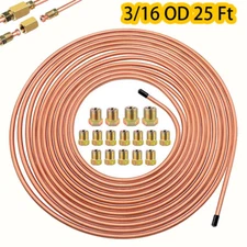 Copper Nickel Brake Line Tubing Kit 3/16 OD 25 Ft Coil Roll all Size Fittings
