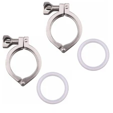 2 Pcs 2" Tri-clamp Stainless Steel 304 Silicone Gasket Wing Nut for Ferrule C304
