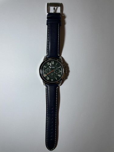 Fossil Grant Chronograph Watch FS4812 - Dark Green Face with Blue & Brown Straps - Picture 3 of 20